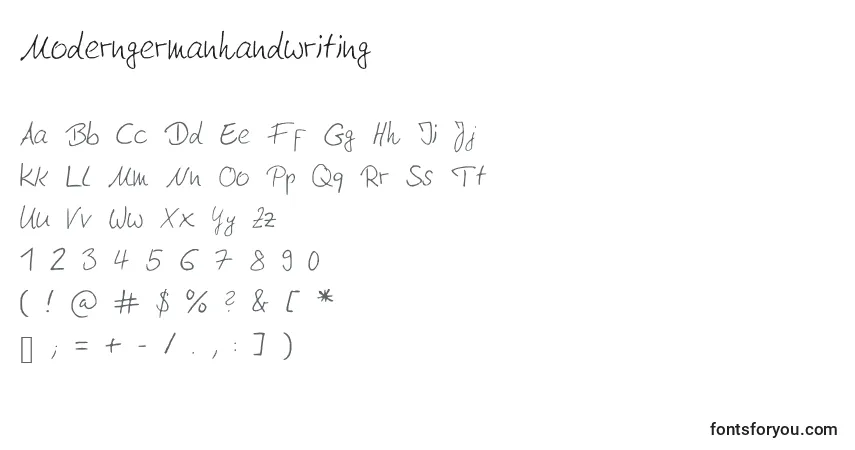 Czcionka Moderngermanhandwriting – alfabet, cyfry, specjalne znaki