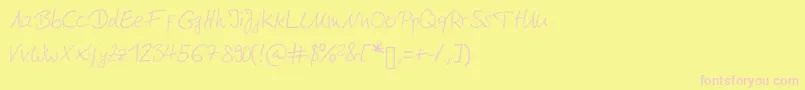 Fonte Moderngermanhandwriting – fontes rosa em um fundo amarelo