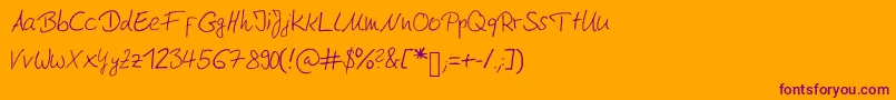 Moderngermanhandwriting Font – Purple Fonts on Orange Background