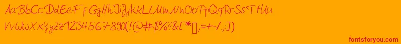 フォントModerngermanhandwriting – オレンジの背景に赤い文字