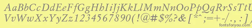 MyslcItalic-Schriftart – Graue Schriften auf gelbem Hintergrund