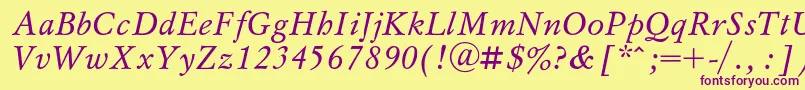 MyslcItalic Font – Purple Fonts on Yellow Background