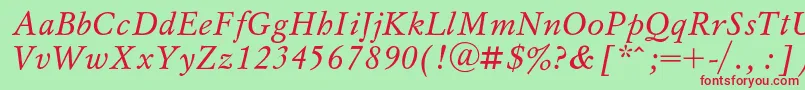 MyslcItalic Font – Red Fonts on Green Background