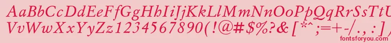 MyslcItalic Font – Red Fonts on Pink Background