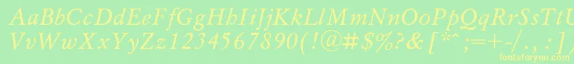 MyslcItalic Font – Yellow Fonts on Green Background