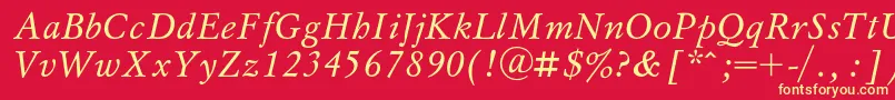 MyslcItalic Font – Yellow Fonts on Red Background