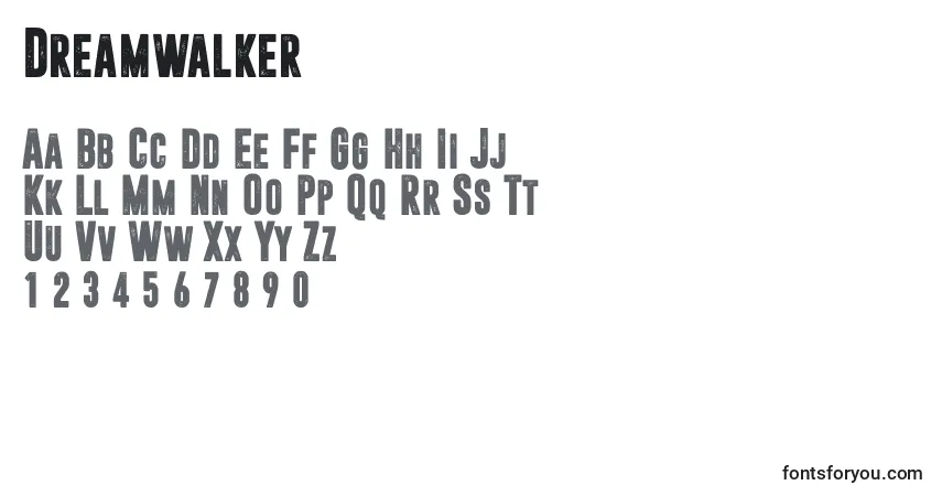 Czcionka Dreamwalker – alfabet, cyfry, specjalne znaki