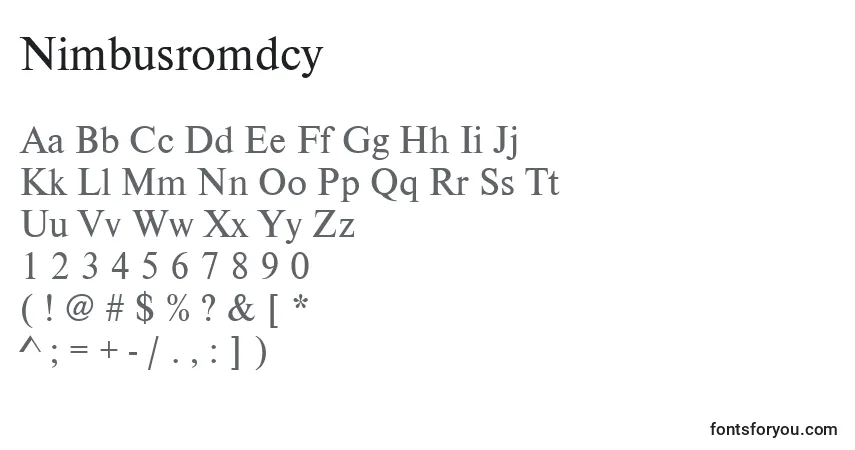 A fonte Nimbusromdcy – alfabeto, números, caracteres especiais