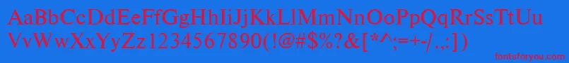 Nimbusromdcy Font – Red Fonts on Blue Background