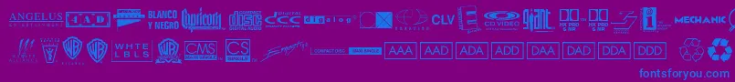 Warnerlogofontnine-Schriftart – Blaue Schriften auf violettem Hintergrund