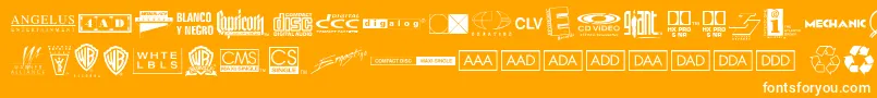 Шрифт Warnerlogofontnine – белые шрифты на оранжевом фоне