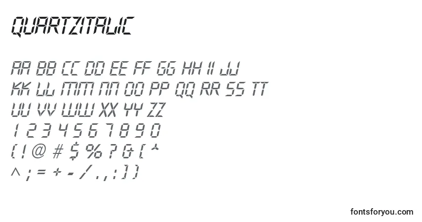 Шрифт QuartzItalic – алфавит, цифры, специальные символы