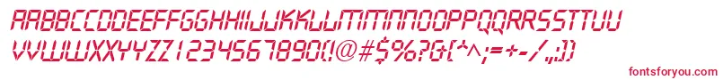 フォントQuartzItalic – 白い背景に赤い文字