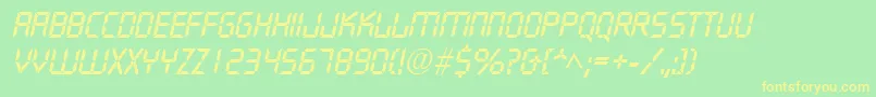 フォントQuartzItalic – 黄色の文字が緑の背景にあります