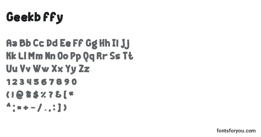 Czcionka Geekb ffy – alfabet, cyfry, specjalne znaki