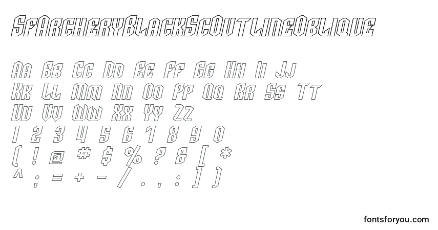 Fuente SfArcheryBlackScOutlineOblique - alfabeto, números, caracteres especiales