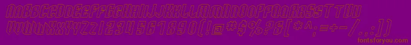 SfArcheryBlackScOutlineOblique-Schriftart – Braune Schriften auf violettem Hintergrund