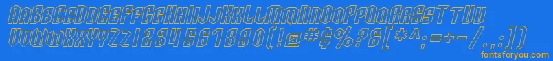 SfArcheryBlackScOutlineOblique Font – Orange Fonts on Blue Background