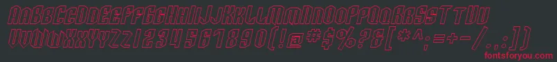SfArcheryBlackScOutlineOblique-Schriftart – Rote Schriften auf schwarzem Hintergrund