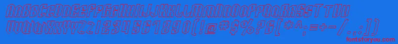 SfArcheryBlackScOutlineOblique-fontti – punaiset fontit sinisellä taustalla