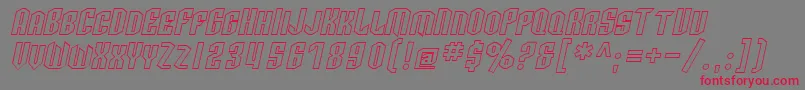 フォントSfArcheryBlackScOutlineOblique – 赤い文字の灰色の背景