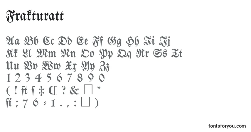 Schriftart Frakturatt – Alphabet, Zahlen, spezielle Symbole