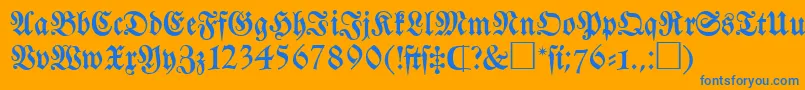 フォントFrakturatt – オレンジの背景に青い文字