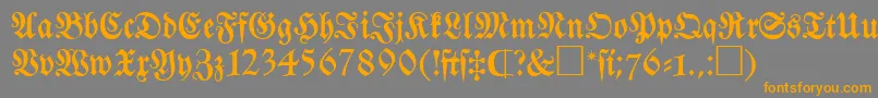 フォントFrakturatt – オレンジの文字は灰色の背景にあります。