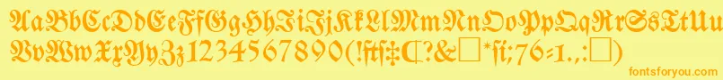 フォントFrakturatt – オレンジの文字が黄色の背景にあります。