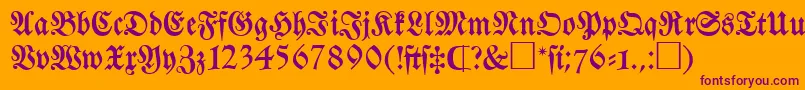 Frakturatt-fontti – violetit fontit oranssilla taustalla