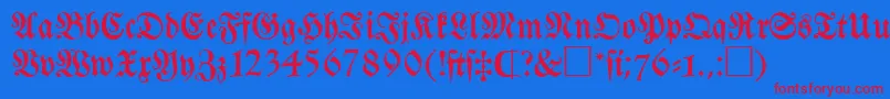 Frakturatt-Schriftart – Rote Schriften auf blauem Hintergrund