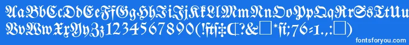 フォントFrakturatt – 青い背景に白い文字