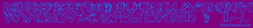 Barbtwistedblocks-Schriftart – Blaue Schriften auf violettem Hintergrund