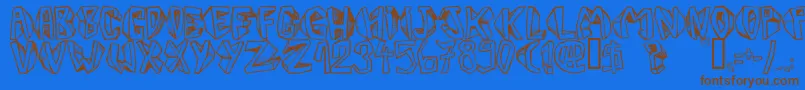 Barbtwistedblocks Font – Brown Fonts on Blue Background