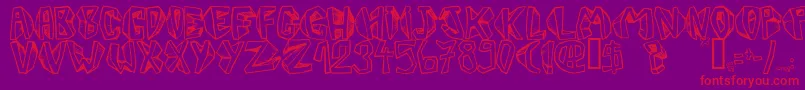 Barbtwistedblocks-Schriftart – Rote Schriften auf violettem Hintergrund