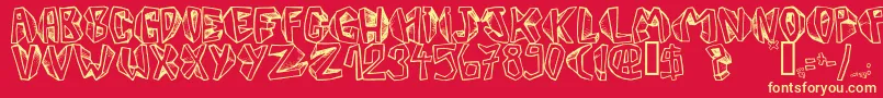 Barbtwistedblocks Font – Yellow Fonts on Red Background