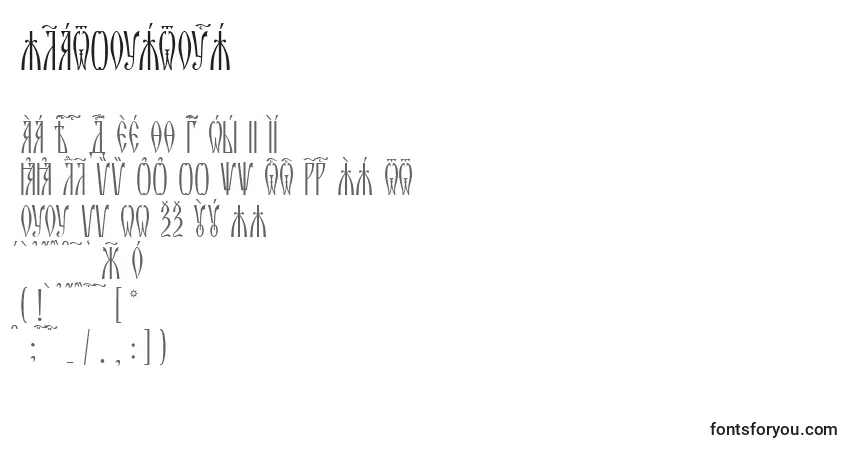 Czcionka ZlatoustUcs – alfabet, cyfry, specjalne znaki