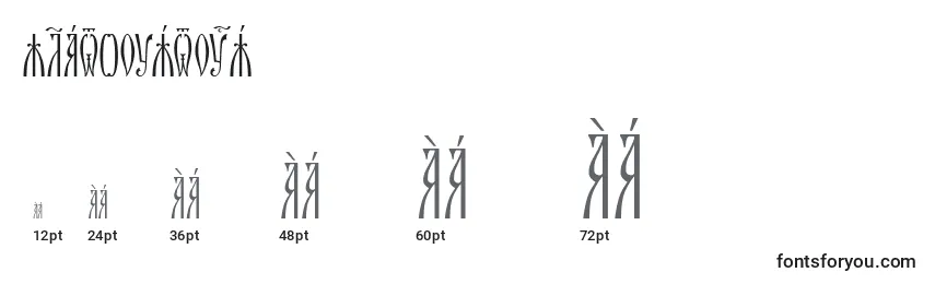 Размеры шрифта ZlatoustUcs