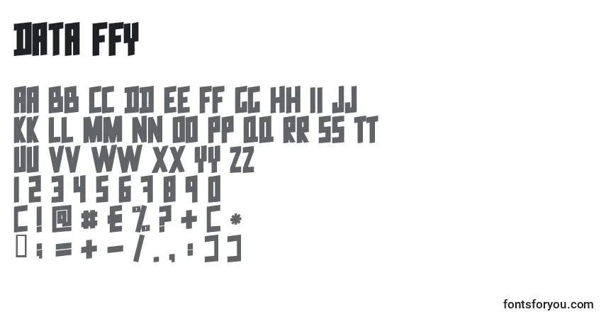 Шрифт Data ffy – алфавит, цифры, специальные символы