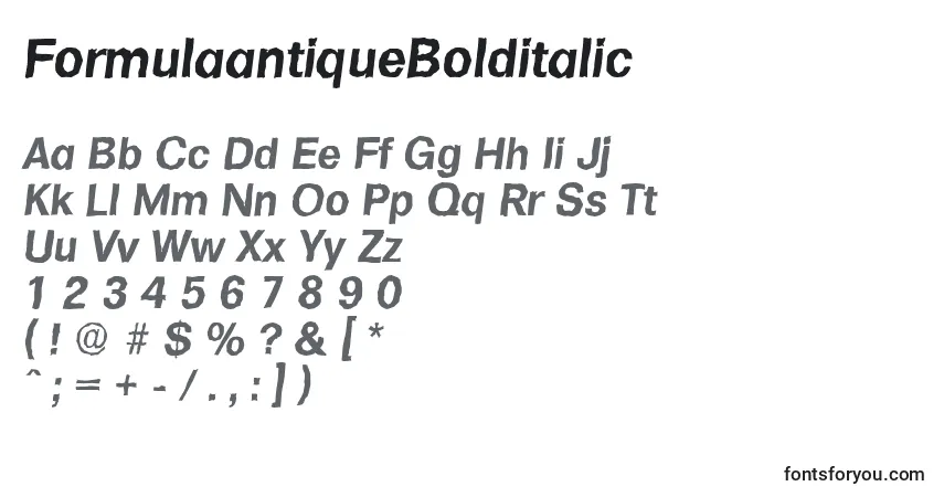 Шрифт FormulaantiqueBolditalic – алфавит, цифры, специальные символы