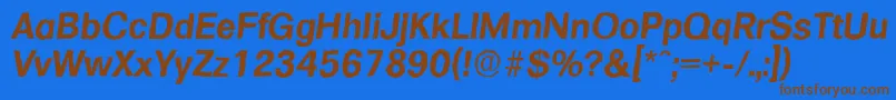 フォントFormulaantiqueBolditalic – 茶色の文字が青い背景にあります。