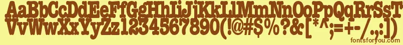 フォントBoccitext13Bold – 茶色の文字が黄色の背景にあります。