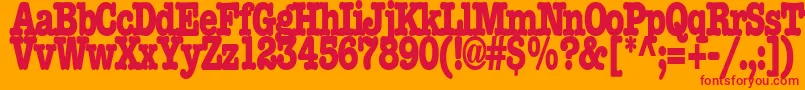 Czcionka Boccitext13Bold – czerwone czcionki na pomarańczowym tle