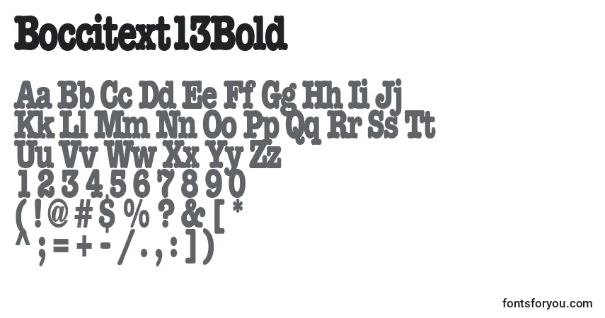 characters of boccitext13bold font, letter of boccitext13bold font, alphabet of  boccitext13bold font