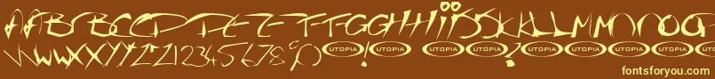 The Guru Font Font – Yellow Fonts on Brown Background