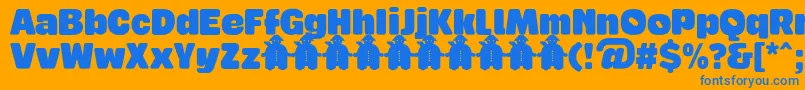 TabardoFontFfp-Schriftart – Blaue Schriften auf orangefarbenem Hintergrund