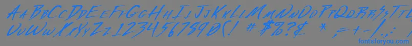 VeckerBoldItalic-Schriftart – Blaue Schriften auf grauem Hintergrund