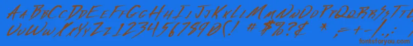 VeckerBoldItalic Font – Brown Fonts on Blue Background