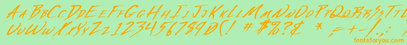 VeckerBoldItalic Font – Orange Fonts on Green Background