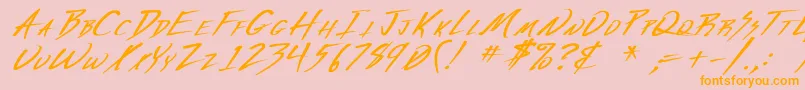 VeckerBoldItalic-Schriftart – Orangefarbene Schriften auf rosa Hintergrund